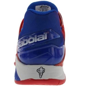 Babolat Men's Propulse Fury All Court Tennis Shoes Bright Red and Electric Blue Back