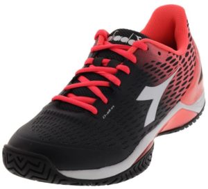 Diadora Women's Speed Blushield 2 Ag Tennis Shoes Black and Fluo Coral