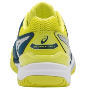 asics Mens Gel-Resolution 7 Tennis Shoes Ink Blue and Sulphur Back