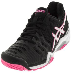 asics Women's Gel-Resolution 7 Tennis Shoes Black and Silver