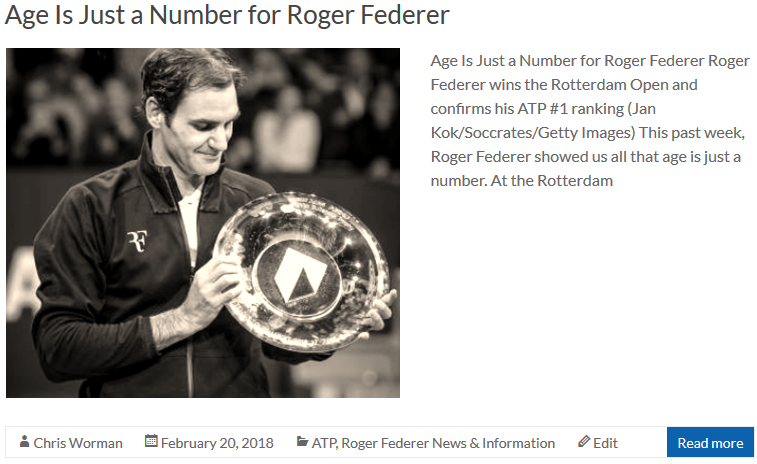 Age Is Just a Number for Roger Federer