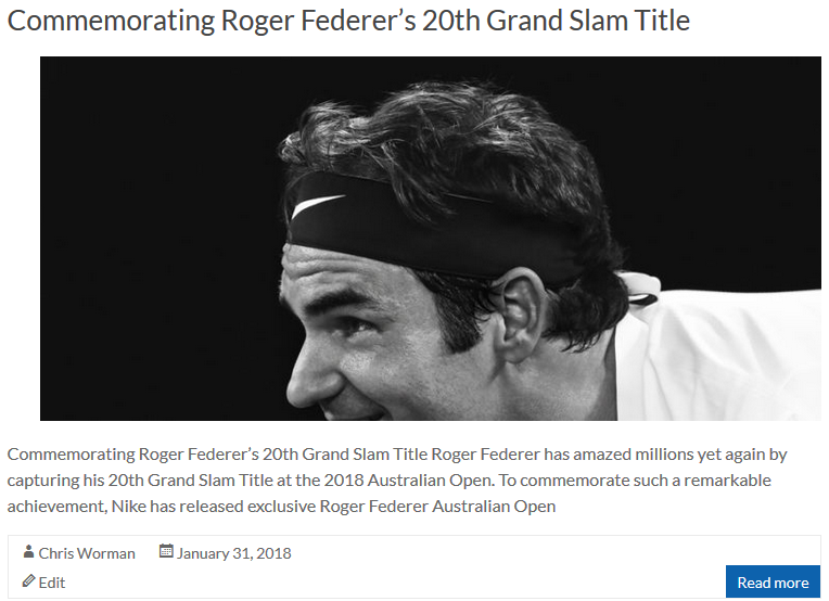 Commemorating Roger Federer's 20th Grand Slam Title