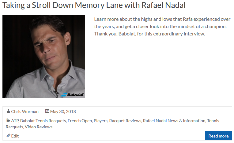 Taking a Stroll Down Memory Lane with Rafael Nadal