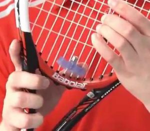 Tennis Racquet Dampener Installed