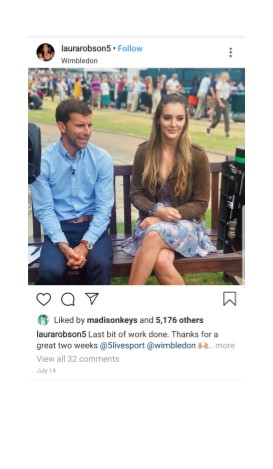 Laura Robson at Wimbledon Instagram Pic