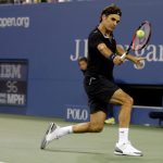Roger Federer, of Switzerland, returns a shot to Marinko Matosevic, of Australia, during the first round of the 2014 U.S. Open tennis tournament Tuesday, Aug. 26, 2014, in New York. (AP Photo/Darron Cummings) ORG XMIT: USO510