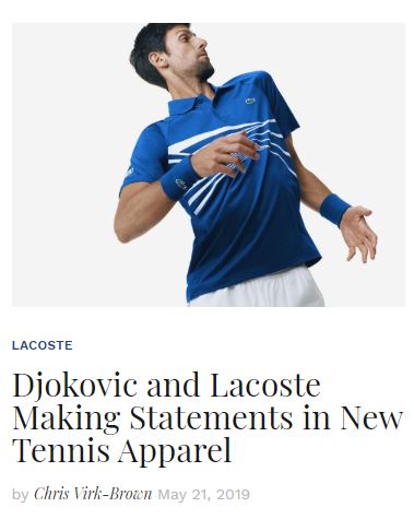 Novak Djokovic and new Lacoste Apparel 2019 Blog Snippet