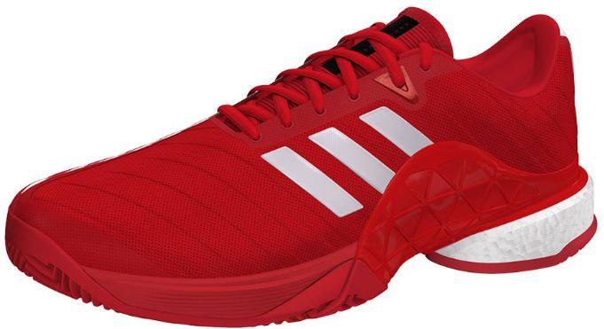 adidas Men's Barricade 2018 Boost Tennis Shoes Scarlet and White