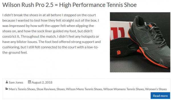 Wilson Rush Pro 2.5 = High Performance Tennis Shoe