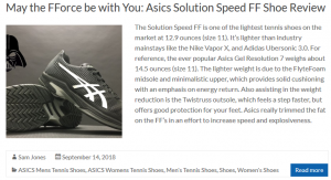 May the FForce Be With You - ASICS Solution Speed FF Shoe Review