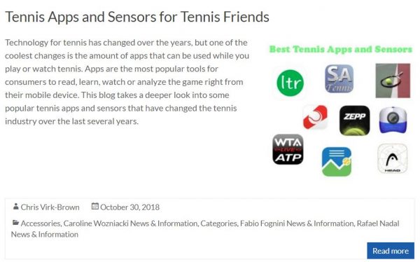 Tennis Apps and Sensors Blog