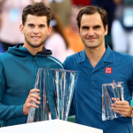 Dominic Thiem and Roger Federer at the 2019 BNP Paribas Open