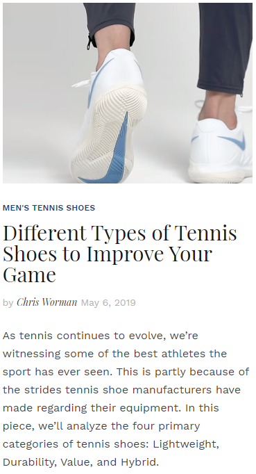 Different Types of Tennis Shoes to Improve Your Game
