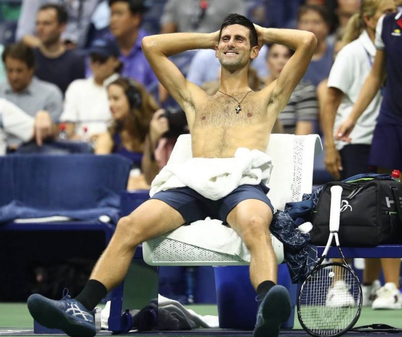 Novak Djokovic Shirtless at the 2018 US Open