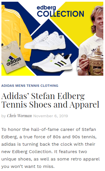 Adidas' Stefan Edberg Tennis Shoes and Apparel