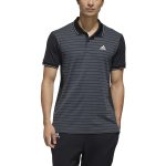 Model in adidas Mens HEAT.RDY Color Block Striped Polo Black