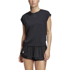 Model in Adidas Women's HEAT.RDY Tennis Top Black