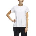 Model in Adidas Women's HEAT.RDY Color Block Top White