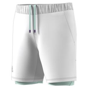 adidas Men's HEAT.RDY 2n1 Tennis Short White with Dash Green