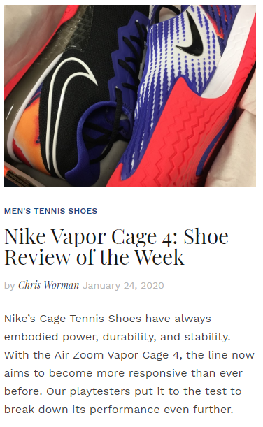 Nike Vapor Cage 4 - Shoe Review of the Week