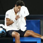 Korean tennis star suffers from a foot blister