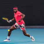 Francis Tiafoe playing in 2020 Australian Open first round with Nike GP Turbo Shoe