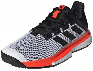 Adidas Men's SoleMatch Bounce Tennis Shoes Footwear White and Solar Red