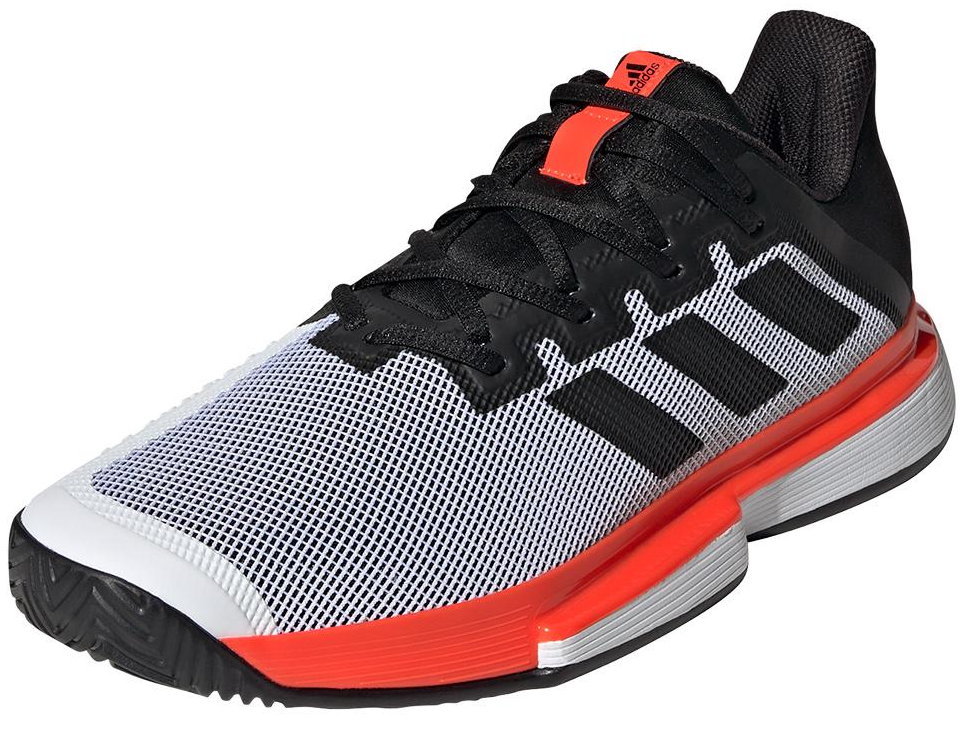 corto Máquina de escribir servir Adidas Men's SoleMatch Bounce Tennis Shoes Footwear White and Solar Red -  TENNIS EXPRESS BLOG