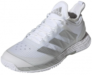 Adidas Women's adizero Ubersonic 4 Tennis Shoes Footwear White and Silver Metallic