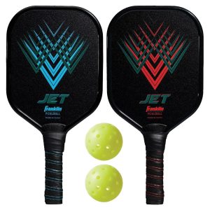 Franklin Sports Jet Aluminum Pickleball Paddles and Balls 2 Player Set